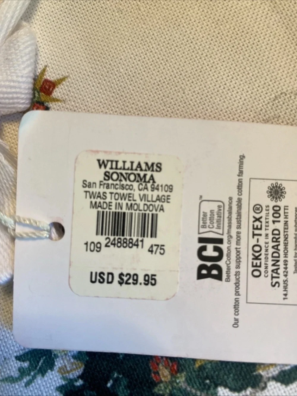 WILLIAMS SONOMA Twas the Night Village Tea Towels-Set of 2-NEW